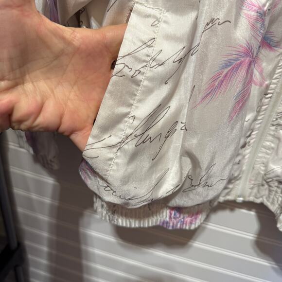 Adidas Lightweight Zip Up Script Print Silky Jacket Size L/XL - Picture 5 of 11